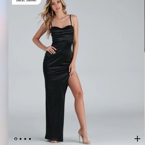 Prom Lola High Slit Satin Dress Size Xs